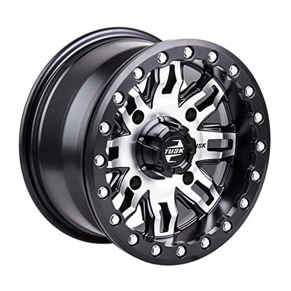 TUSK 4/137 Teton Beadlock Wheel 14x10 5.0 + 5.0 Machined/Black for Can-Am Maverick X3 RS Turbo 72 Inch 2024
