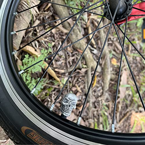 Skull Car Tire Rim Caps Skeleton Bike Wheel Air Valve Stem Covers for Most Vehicles Bicycles Motorcycles, Silver - color: Silver