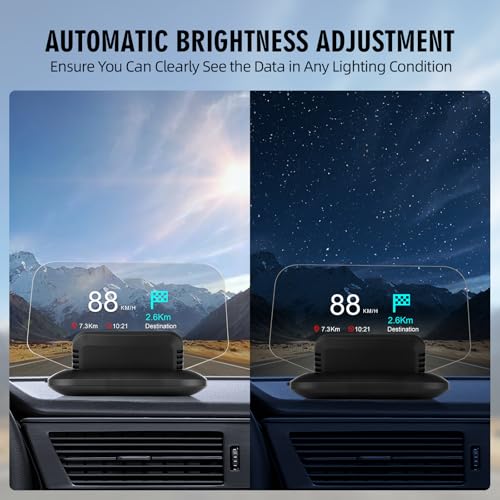 OBD2 Heads Up Display Turn Indication for 12V Car MAIMEIMI OBD2 & GPS Dual System Digital Speedometer for Car HUD MPH Projector with RPM, Water TEM, PSI, Volt, Odo, 4 Alarm for Most 2008+ Sedan Cars