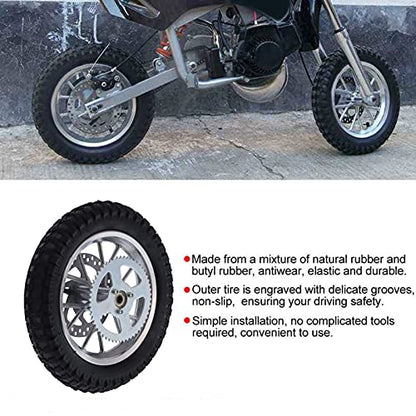 12.5x2.75in Rear Wheel Rim Tire with 12mm Bearing Assembly, Rear Wheel for 2 Stroke Mini Dirt Bike, Rubber Tire Brake Disc Rotor and Sprocket for Dirt Pit Bike (A (silver))