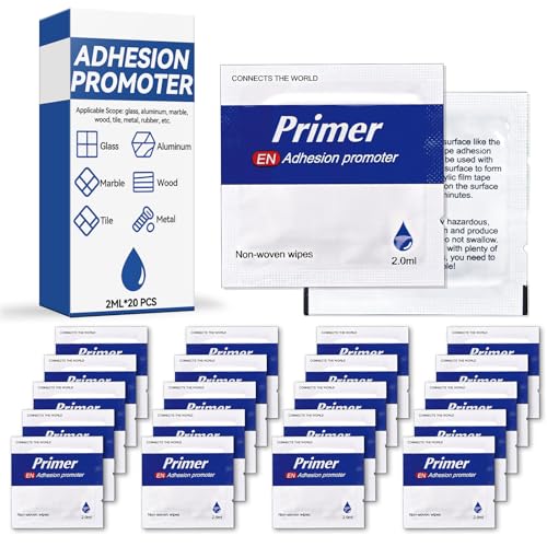 20 Pcs Adhesion Promoter for Plastic, Professional Adhesive Promoter, Metal, Plastic Adhesion Promoter Enhancing Bond Strength of Double Sided Mounting Tape & Molding Tape