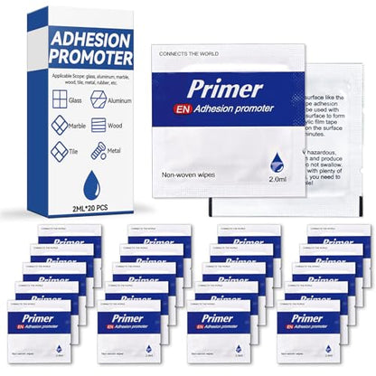 20 Pcs Adhesion Promoter for Plastic, Professional Adhesive Promoter, Metal, Plastic Adhesion Promoter Enhancing Bond Strength of Double Sided Mounting Tape & Molding Tape