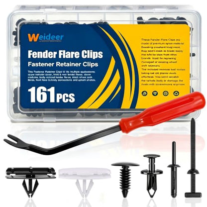 weideer 161PCS Fender Flare Clips for Jeep Wrangler,Fastener Retainer Clips - color: BK+W 7 in 1Fender Flare Clips