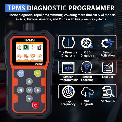 TPMS Diagnostic Programmer, OBD2 Code Reader, Key Frequency Detection