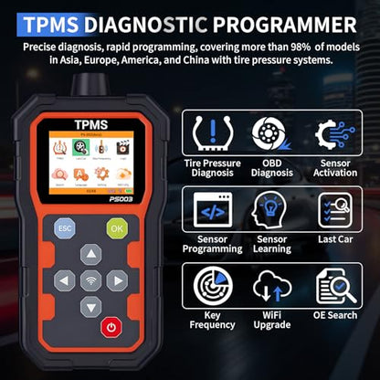 TPMS Diagnostic Programmer, OBD2 Code Reader, Key Frequency Detection
