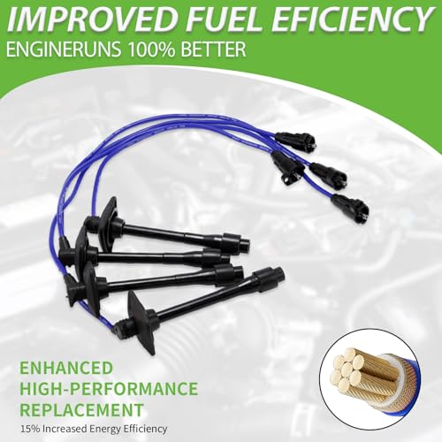 Set of 4 PCS Ignition Spark Plug Wires 90919-22400 RC-TE58 8916 & 4 Iridium Spark Plugs Set Compatible with Toyota Camry Solara RAV4 - L4 2.0L/2.2L,1997 1998 1999 2000 2001# 0080-91110 90919-22386 - size: 8916