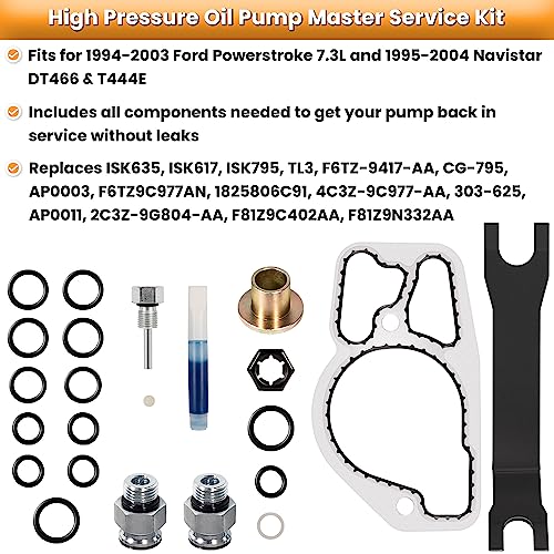 High Pressure Oil Pump HPOP Master Service Kit & Hoses Lines & Crossover Kit for Ford 7.3L Powerstroke Diesel engines F-series E-series Excursion 1999 2000 2001 2002 2003 Complete Set 38 PCS - style: Master Service Kit+Hoses Lines+Crossover Kit