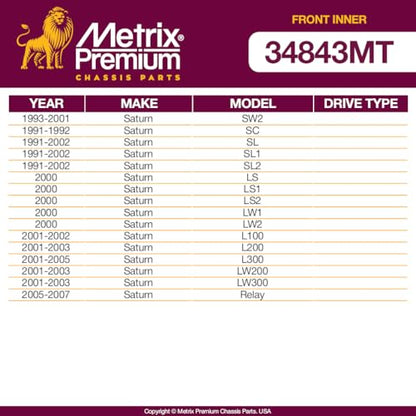 Metrix Premium Chassis Parts Inner Tie Rod End Fits Buick Lucerne 06-11 - size: EV260
