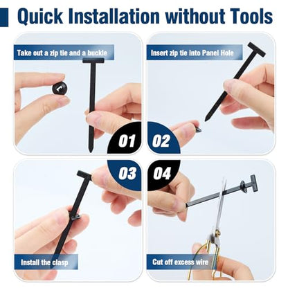 200 PCS Nylon Universal Cable Tie Buckle, Multi-Functional Black Zip Ties with Pin & Button, Snap-Fit Nylon Fastening Clip for Car Repairs,Home,Garden,Workshop