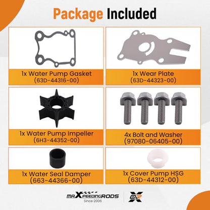 maXpeedingrods 63D-W0078-00 Water Pump Impeller Kit for Yamaha - size: For 40 50 60HP 1995-2009