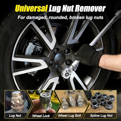 Topec 15mm Lug Nut Remover, Wheel Lock Removal Kit for Stripped Bolt & Rounded Nut, 1/2" Drive - style: 15MM