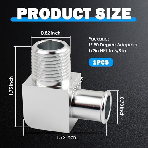90° Heater Hose Fitting with 1/2 NPT to 5/8 Barb Design