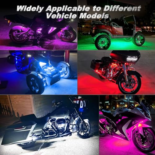 20PCS Motorcycle RGB LED Light Kit with Brake Turn Signal Dual Zone, Underglow Lights with APP/RF Remote, Neon Accent Waterproof 12V for Touring, Large Cruiser & Custom Show Motorcycle - size: 20PCS