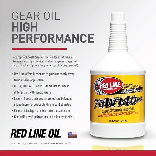 Red Line (57104) 75W140 Non-Limited Slip Synthetic Gear Oil - 1 Quart (12 Pack) - size: 1 Quart (32 Ounce), (Pack of 12)