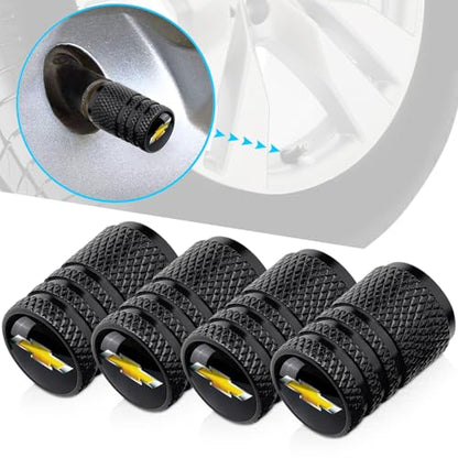 Tire Valve Stem Caps for Chevrolet Metal Car Wheel Air caps Auto Valve Stem Caps Accessories 4 Pcs Black - color: red-6907