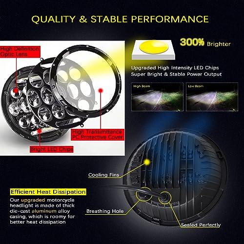7 inch LED Motorcycle Headlight with High/Low Beam and DRL