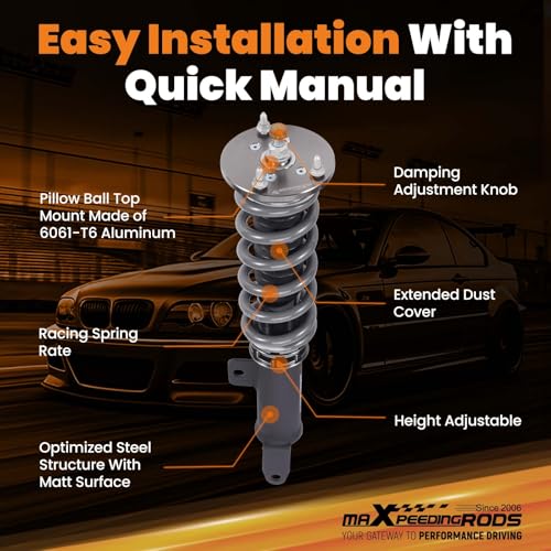 maXpeedingrods Coilover for Dodge Charger RWD 2011-2022, for Chrysler 300 RWD 2011-2023, 24 Levels Damper Adjustable Coilovers Suspension Kit, Height Adjustable Lowering Kit, T7 Upgrade Racing Struts