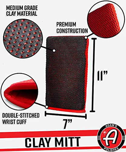Adam's Clay Mitt Combo - Detail Spray Clay Lubricant for Medium Grade Clay for Car Detailing - Glove Quickly Removes Debris from Your Paint, Glass, Wheels, & More - size: Red - Kit