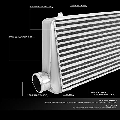 DNA Motoring ITCL-JL-003 31"x13"x3" Tube&Fin FMIC Aluminum Front Mount Intercooler,Metallic