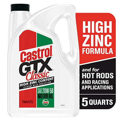 Castrol GTX Classic 20W-50 Conventional Motor Oil, 5 Quarts - size: 5 Quarts