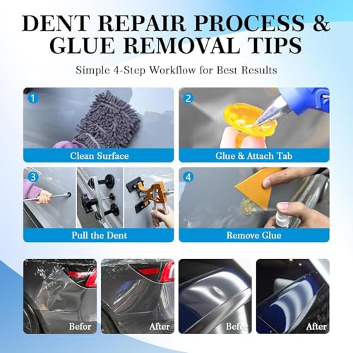 VEXTRO 124PCS Dent Puller Kit - Paintless Dent Removal Tools for Car Dents - size: PDR Kit-2