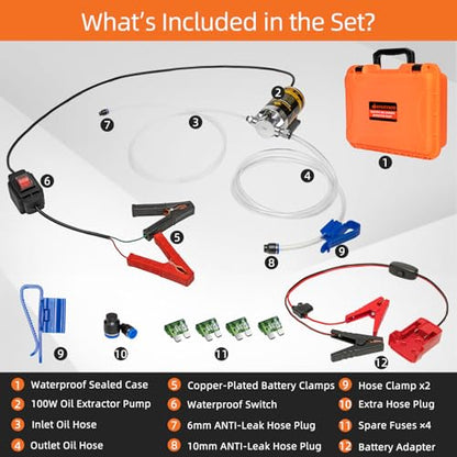 100W Electric Oil Change Extractor Pump, 1-4L/min Oil Transfer Pump for Engine/Transmission Oil Change, Compatible with Milwaukee M18 Battery(Oil Pump-A+Red Adapter) - color: Oil Pump-A+Red Adapter