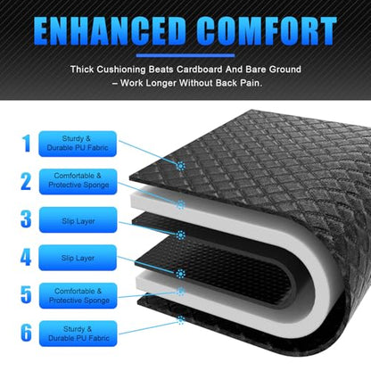 Rolling Creeper Mat, 145×67cm Portable Under Car Repair Pad - color: Black