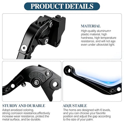 Motorcycle Brake and Clutch Lever Set Adjustable CNC Aluminum Replacement Clutch Levers for Kawasaki NINJA650 Ninja 650 EX650 2017-2024 2025 2026(Black) - color: Black