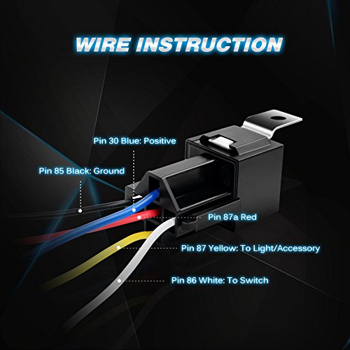 Nilight 50003R Automotive Set 5-Pin 30/40A 12V SPDT with Interlocking Relay Socket and Wiring Harness-5 Pack, 2 Years Warranty - color: 5Pin Relay + harness socket