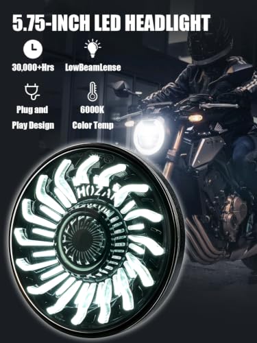 5-3/4" headlight with White/Amber chrysanthemum petal DRL Compatible with Sportster Iron 883 SuperLow XL883 XL1200,Softail Springer, Dyna Street Bob Low Rider - color: Single lamp