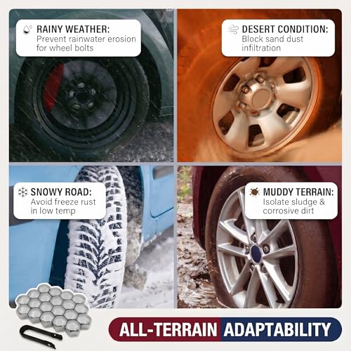 20PCS Lug Nut Covers, 21mm Car Hexagonal Wheel Bolt Covers Caps with Removal Tool, Dustproof Anti-Rust Auto Hub Screw Bolt Head Tire Protector, Universal Lug Nut Cap for Car SUV Truck (Silver) - color: Silver #21mm