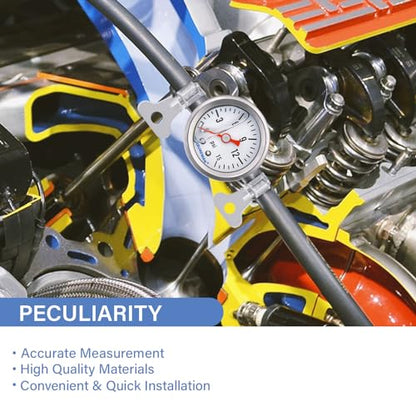 MEASUREMAN Fuel Pressure Gauge Kit 0-15Psi Stainless Steel Glycerin Filled, 1-1/2" Dial Size, with 5/16" Fuel Line Fuel Pressure Brass T-Fitting Adapter, Center Back Mount - size: 0-15 psi, style: Back Mount T-Fitting Adapter