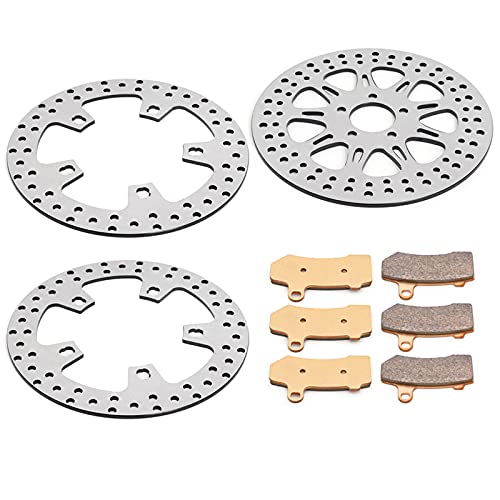 TOFR 11.8" Front Rear Brake Rotors with Pads for Harley Touring 2014-2023 - color: Silver