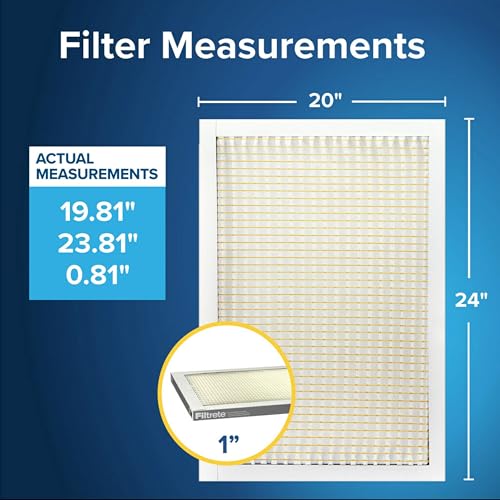 Filtrete 20x24x1 Air Filter, MERV 5, MPR 300, 6 HVAC Filters - size: 20x24x1