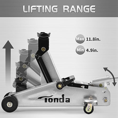 TONDA Floor Jack, 3,800 lb Hydraulic Car Jack, 4.9"-11.8", Silver - color: 2T Silver