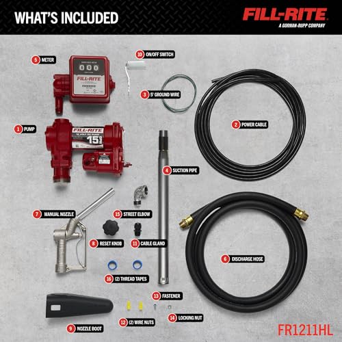 Fill-Rite FR1211HL 12V 15 GPM Fuel Transfer Pump with Standard Mechanical Meter Package, Liters | Gasoline, Diesel, Kerosene, Ethanol & Methanol Blends & Biodiesel - style: Meter (Liters)