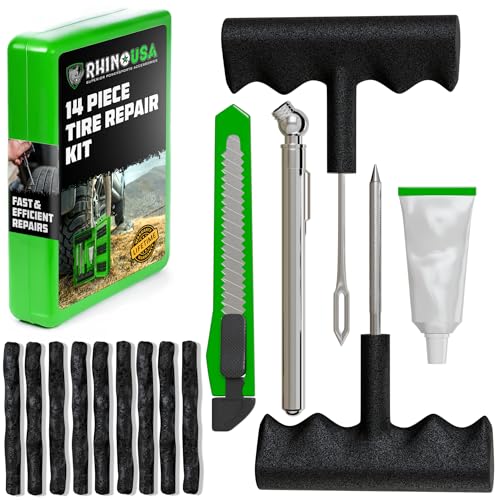Rhino USA Compact Tire Plug Kit (14-Piece) Tire Repair Kit - size: 14 Piece Set