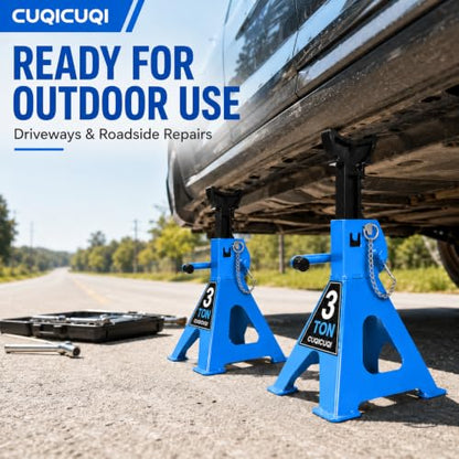 Jack Stands, Heavy Duty Car Jack Stand with Lock Pin and Large Foot Base for Car SUV, 3 Ton Stand Car Lift 1 Pair Light Blue - color: Light Blue