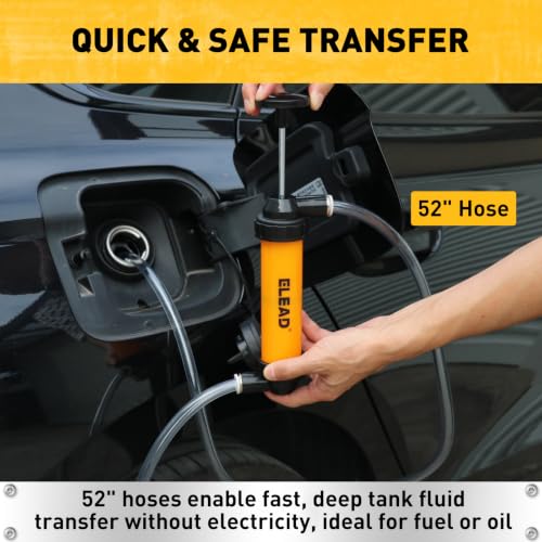 Gas Siphon Pump for Gasoline, Multi-Use Fluid Transfer Pump, Oil Liquid Siphon Pumps, Fuel Siphon Tool, Multifunction Hand Inflation Pumps with Inflator Hose adapter, Needle Valve/Balloon adapter - color: New Version Yellow