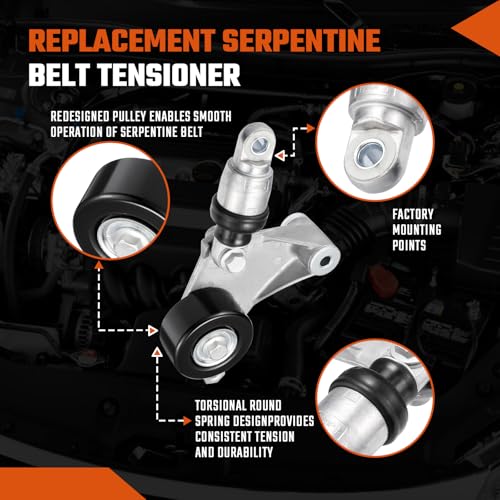 Belt Tensioner Assembly with Pulley Fit for Toyota for RAV4 2001-2005, Solara, Fit for Camry 2002-2006, Highlander 2001-2007 & Scion tC 2005-2010, Replace# 166200W110, 1662028010 - size: 166200W110