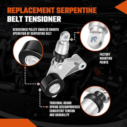 Belt Tensioner Assembly with Pulley Fit for Toyota for RAV4 2001-2005, Solara, Fit for Camry 2002-2006, Highlander 2001-2007 & Scion tC 2005-2010, Replace# 166200W110, 1662028010 - size: 166200W110