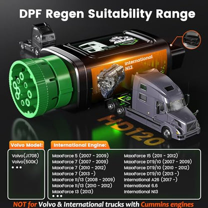 ANCEL HD120 Heavy Duty Truck Scanner, HDOBD/OBD2 Diesel Tool, Green - color: Green