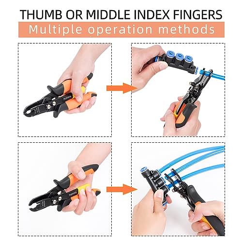 PLATATO Push to Connect Fittings Air Line Disconnect Tool Kit Push Fitting Removal Tool for 1/4”, 5/16”, 3/8”, 1/2” (6mm, 8mm,10mm,12mm) Quick Connect Release Pliers with 15 Pcs Pneumatic Fittings