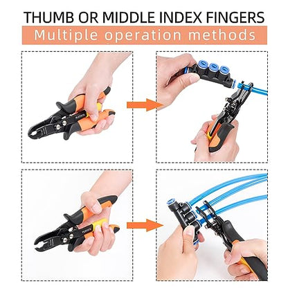 PLATATO Push to Connect Fittings Air Line Disconnect Tool Kit Push Fitting Removal Tool for 1/4”, 5/16”, 3/8”, 1/2” (6mm, 8mm,10mm,12mm) Quick Connect Release Pliers with 15 Pcs Pneumatic Fittings