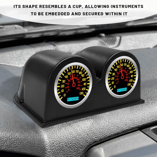 2 Inch Double Hole Gauge Dashboard Pod, 52mm Heavy Duty Plastic Auto Dash Meter Mount Gauge Pod, Universal Dash Meter Holder Interior Accessories for Cars Trucks SUVs - color: Double Hole
