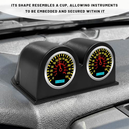 2 Inch Double Hole Gauge Dashboard Pod, 52mm Heavy Duty Plastic Auto Dash Meter Mount Gauge Pod, Universal Dash Meter Holder Interior Accessories for Cars Trucks SUVs - color: Double Hole