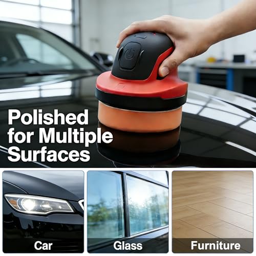 BLACKCUBE Cordless Car Polisher 230 RPM, USB Rechargeable Auto Buffer with 2000mAh Battery, Lightweight 5-Pad Detailing Kit for Scratch Removal, Waxing & Polishing – for Car, Boat & Home