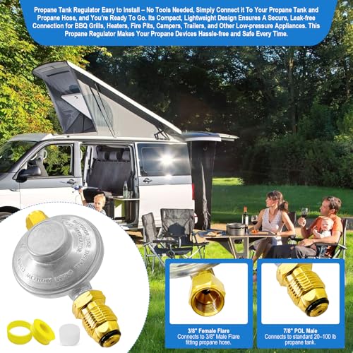 F276136 Propane Regulator–Low Pressure Propane Tank Regulator with POL & 3/8" Female Pipe Thread, Leak-Free Connection for BBQ Grills,Fire Pits,Heaters,RVs,Campers or Low Pressure Equipment. - size: F276136 Propane Regulator