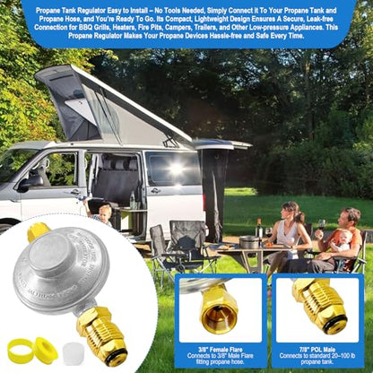 F276136 Propane Regulator–Low Pressure Propane Tank Regulator with POL & 3/8" Female Pipe Thread, Leak-Free Connection for BBQ Grills,Fire Pits,Heaters,RVs,Campers or Low Pressure Equipment. - size: F276136 Propane Regulator