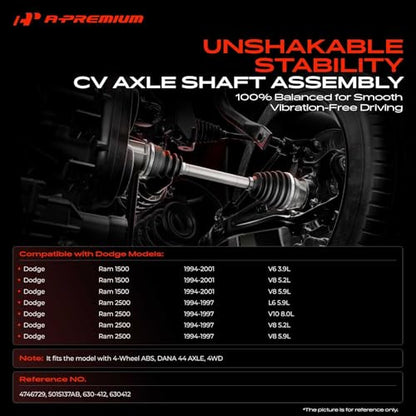 A-Premium Front Left Driver Side CV Axle Shaft Assembly for Dodge Models - style: Front Driver Side